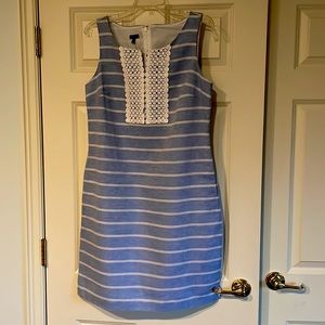 Talbots blue and white stripe shift dress with pockets. Size 8